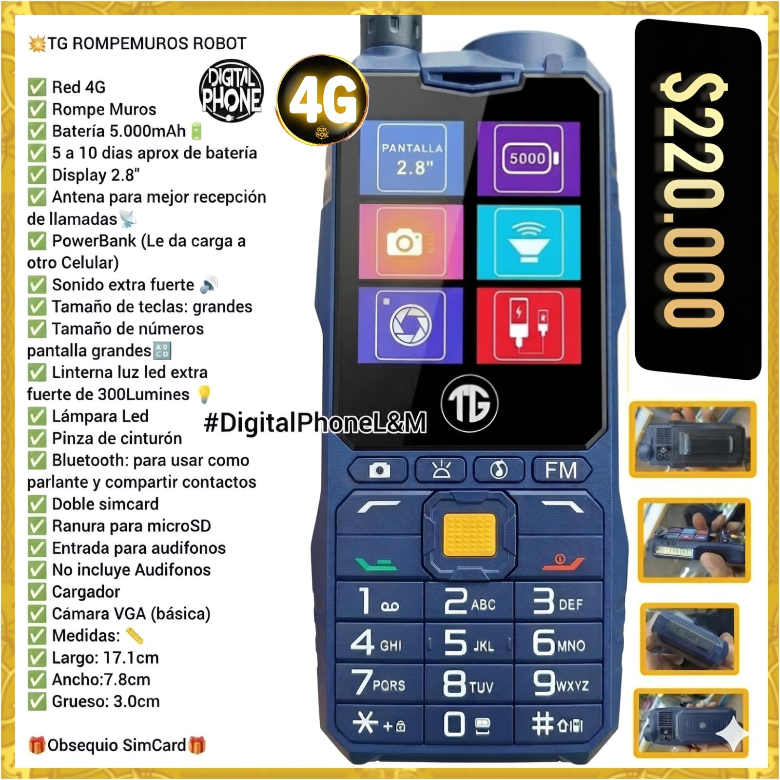 TG Rompemuros Robot 4G con pinza para cinturón